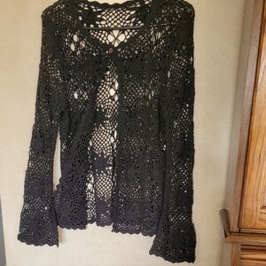 Sophisticated Black Crochet Sweater Good Condtion